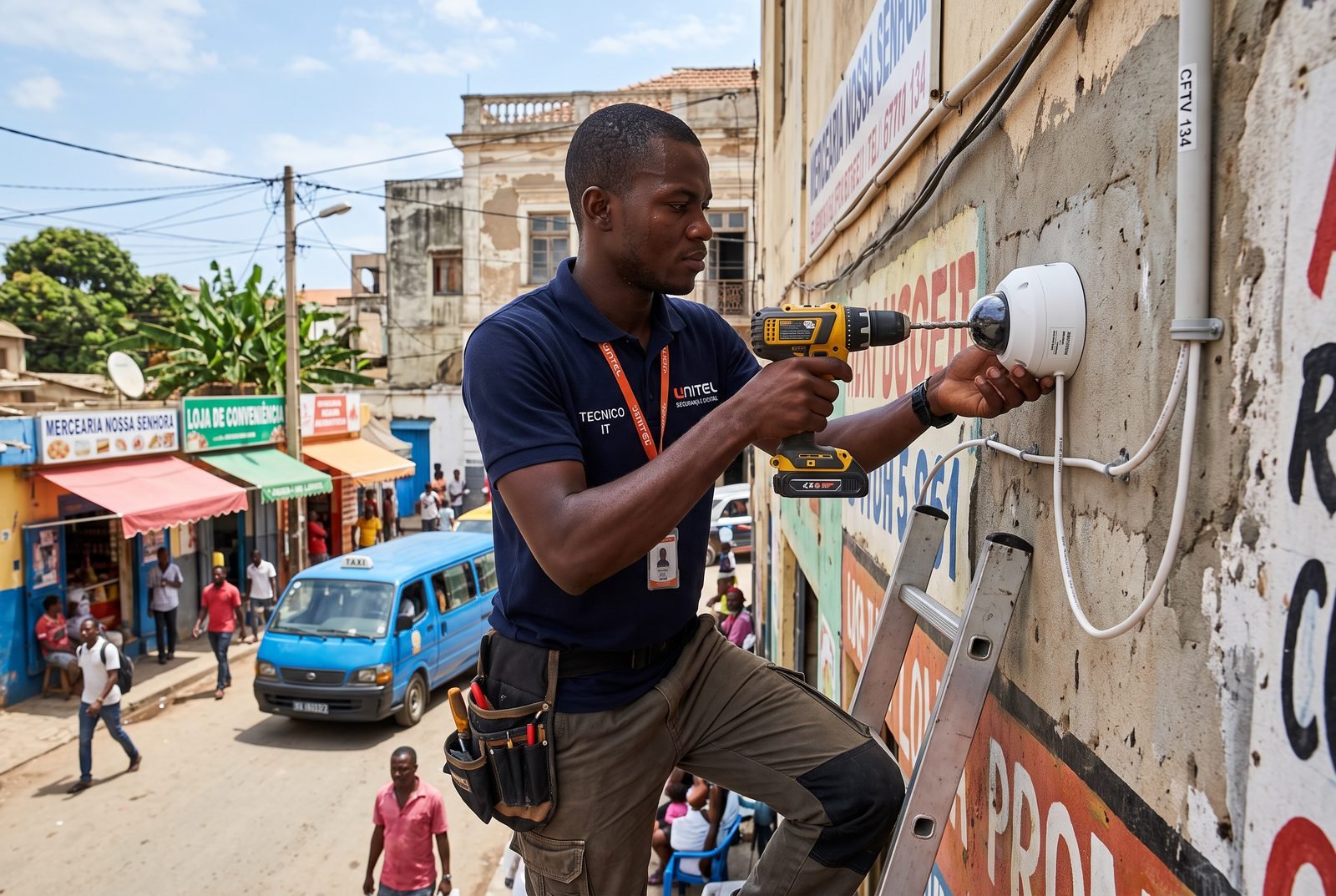 Instalação e configuração de câmeras Witec Services em Luanda